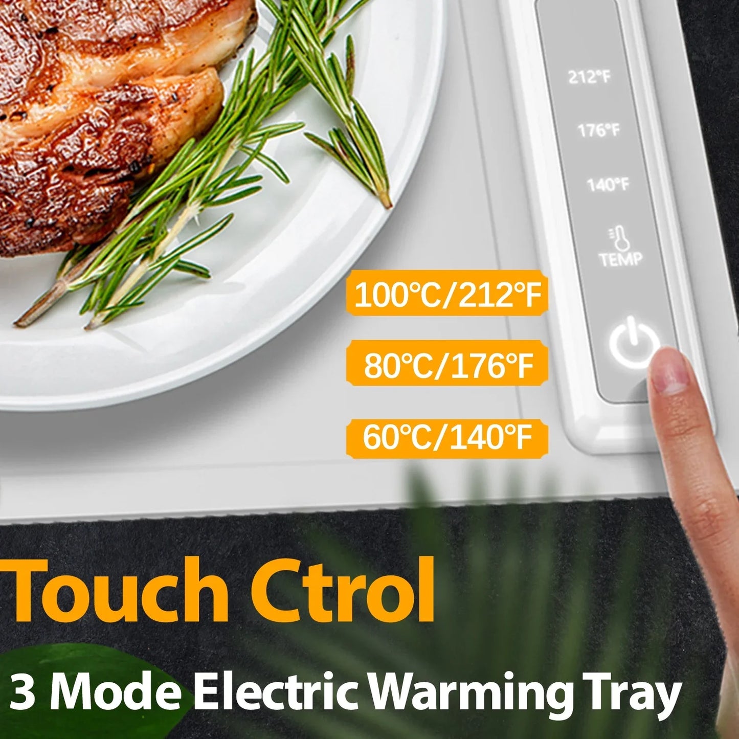 Silicone Food Warming Tray Adjustable Temps 10s Heating,Portable Food Warmer for Dinner Parties, Buffet, Travel