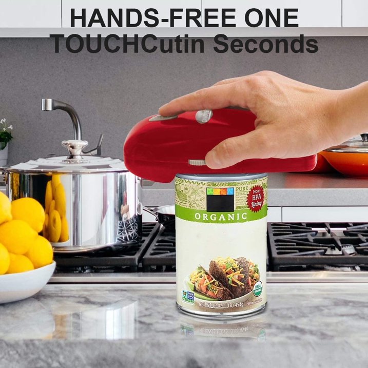 Electric Can Opener, Automatic One Touch Smooth Edge, Battery Operated, Handheld Arthritis-Friendly, Safe for Food Prep