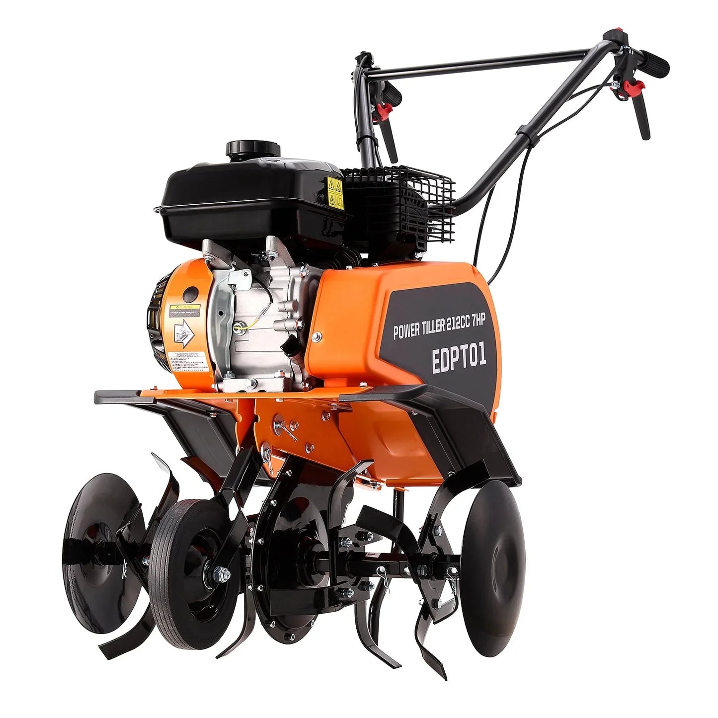 Efurden Gas Tiller Cultivator, 7HP 212cc Gas Powered Engine Tiller Cultivator for Garden Lawn Soil Cultivation, Weeding Digging