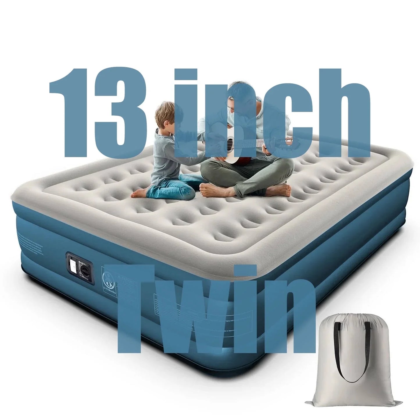 GVDV 13 Queen Air Mattress with Built in Pump, Raised Inflatable Bed for Home Guests, Quiet Surface Blow up Mattress, Portable Air Bed, Colchón Inflable, Supports up to 660 lbs