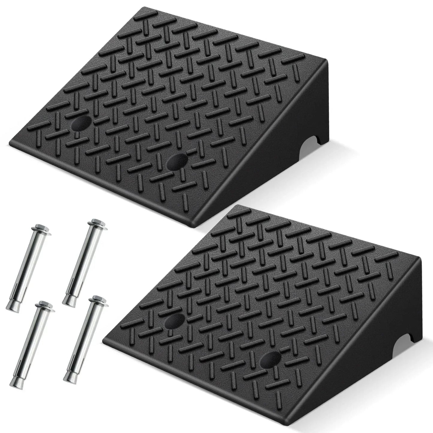 KROAK Rubber Car Curb Ramps,6 Rise Height Heavy Duty 8818lbs Capacity Threshold Ramps,Portable Driveway Ramps for Cars Wheelchairs Scooter Lawn Mower,2 Pack