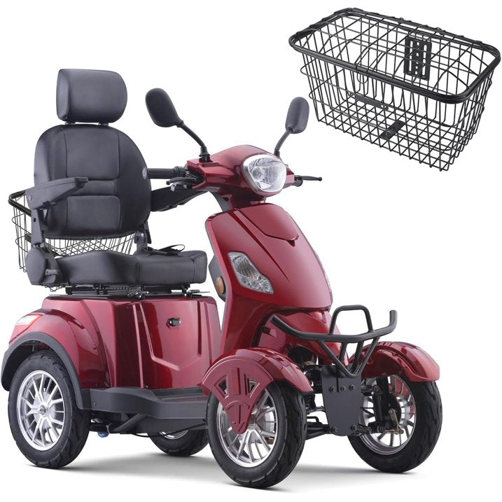 Super Large Electric 4 Wheel Mobility Scooters, Heavy Duty 800W Wheelchair Device, 500 LBS Capacity for Seniors Adults, Speed Adjust, Remote Key, Receive Ready to Ride.(Red)