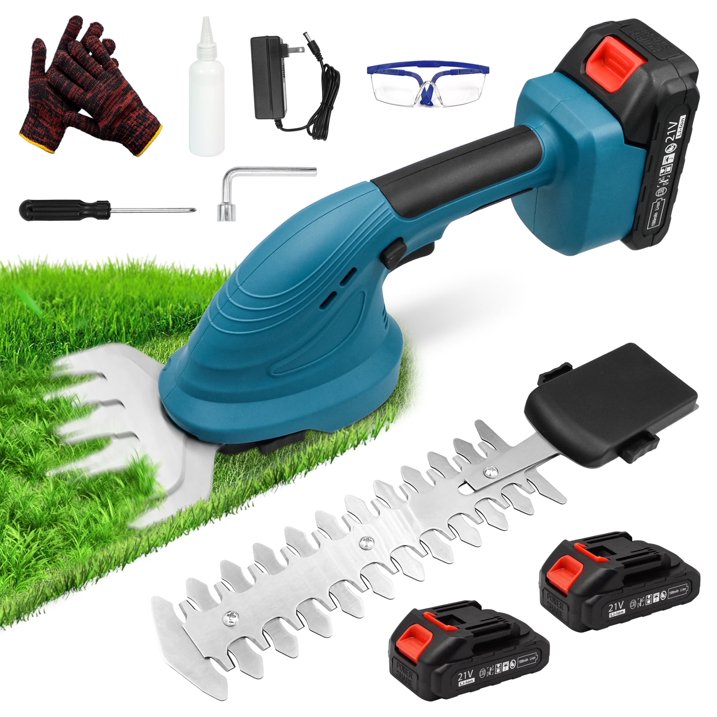 Sentryse Hedge Trimmer Cordless Grass Shear 2 in 1 Handheld Trimmer Electric Grass Shear, Battery Operated Hedge Shears with 2 Batteries and Charger