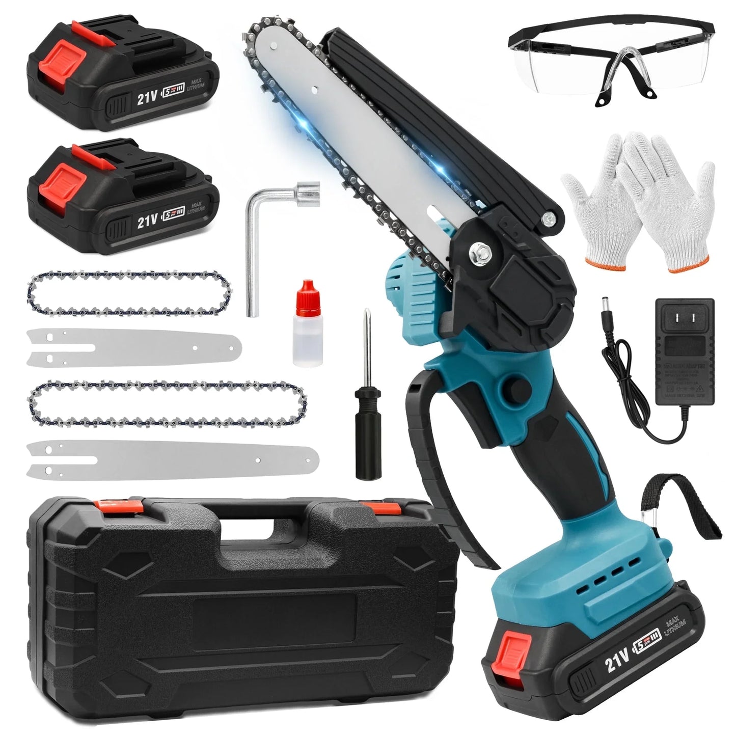 Tidymend Mini Chainsaw 8 inch 6 inch Cordless Chainsaw with Battery and Charger, Lightweight Electric Chain Saw for Trees Branches Trimming Wood Cutting