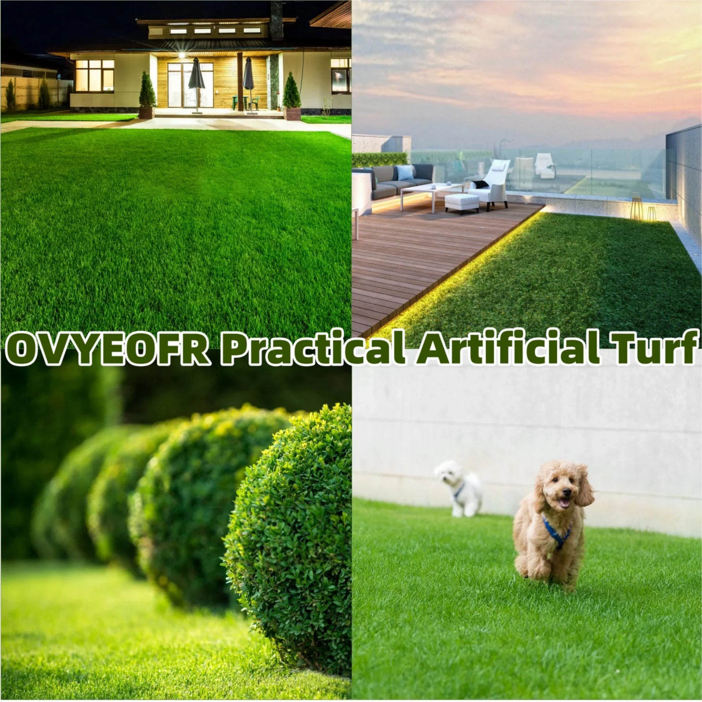OVYEOFR Artificial Grass Mat, 33ft x 3.3ft Fake Faux Turf Rug for Indoor/Outdoor Garden Lawn, Green