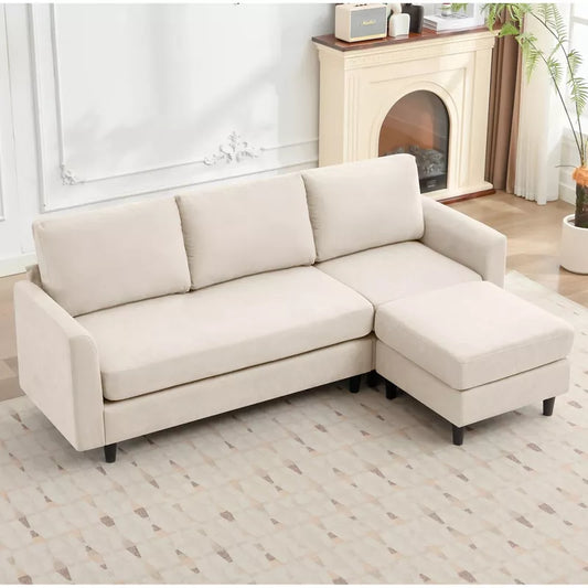Hyleory L Shaped Sectional Sofa  Breathable Soft Fabric in Simple Warm Design