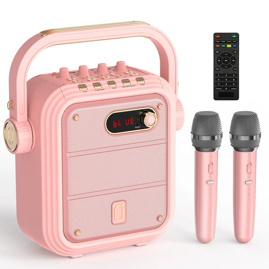 FanFun Portable Speaker, Loud Stereo Sound Pink Bluetooth Speaker with Treble/Bass Adjustment, 8 Sound Effects Party Speaker with PA System for Party/Livestream