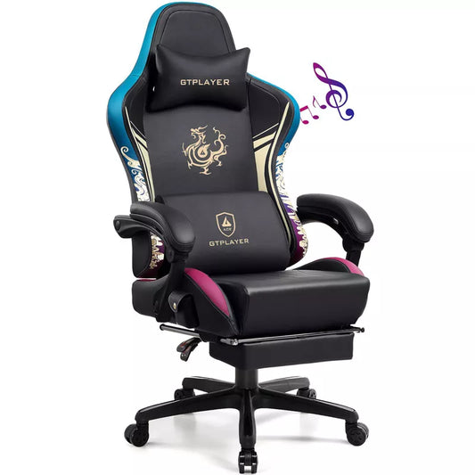 GTPLAYER Esports Gaming Chair with Bluetooth Speakers and Footrest, Dragon Series Video Game Chair