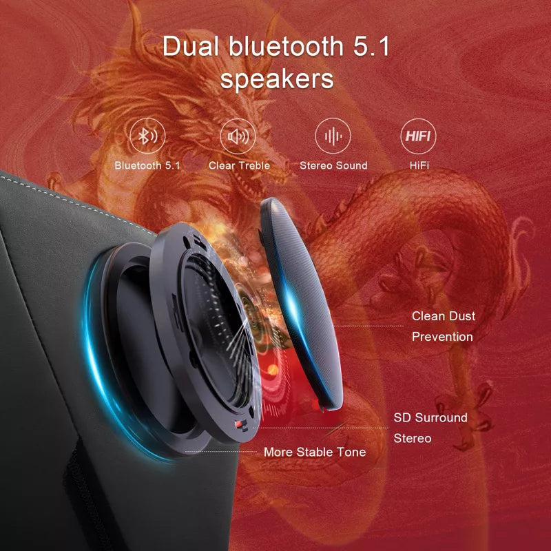 GTPLAYER Esports Gaming Chair with Bluetooth Speakers and Footrest, Dragon Series Video Game Chair