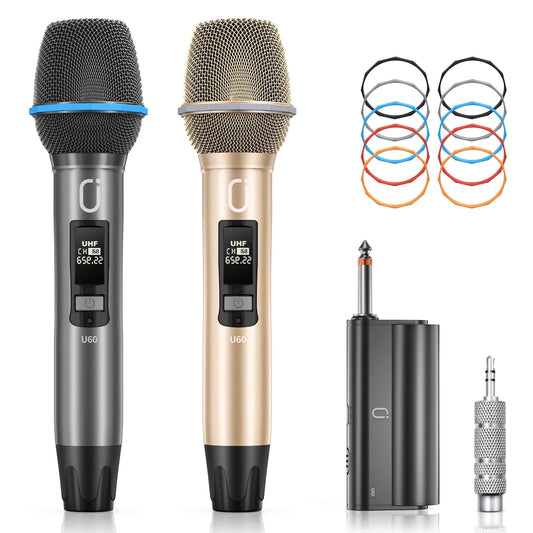 JYX Wireless Microphone, Dual Dynamic Microphone, Professional UHF Metal Mic for Karaoke Singing, Speech