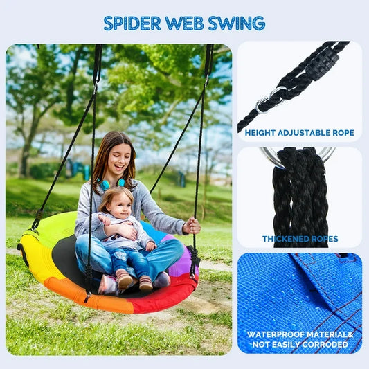 KloKick 500lb Heavy Duty Backyard Swing Set with Saucer Swing  2 Belt Swings, Safe  Sturdy Playground Equipment for Family, Ideal for Gardens, Yards  Patios