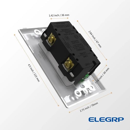 ELEGRP GFCI Outlet Outdoor, 15 Amp Self-Test GFI Electrical Outlet with Thinner Design, Weather & Tamper Resistant GFCI Receptacle, Ground Fault Receptacle w/Wall Plate, UL Listed, White